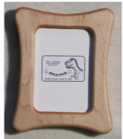 Rectangular frame with rectangle opening Hard Maple Beautifully handcrafted wooden frame 4" long x 5" high x 3/4" wide Sawtooth on the back for hanging Two drilled hanger holes in the back of the frame for hanging Four movable tabs allow access to change out photographs