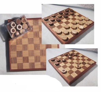 Handcrafted Small Wood Checkerboard with Checkers