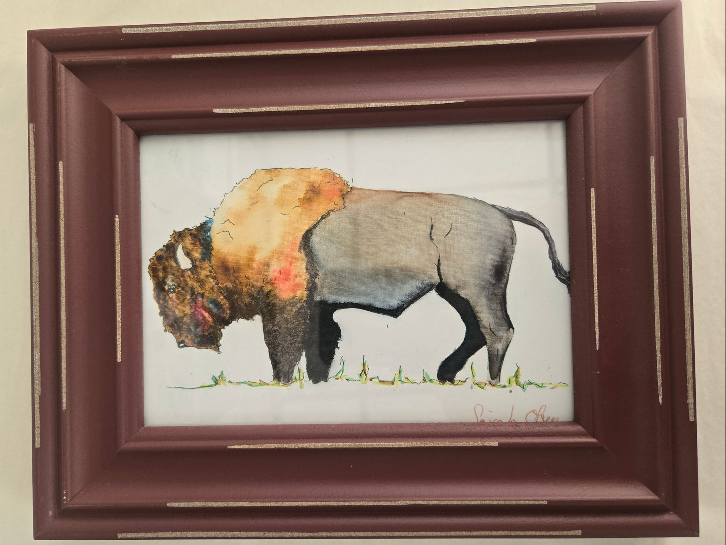 "A Bison Landscape " Watercolor Bison Art