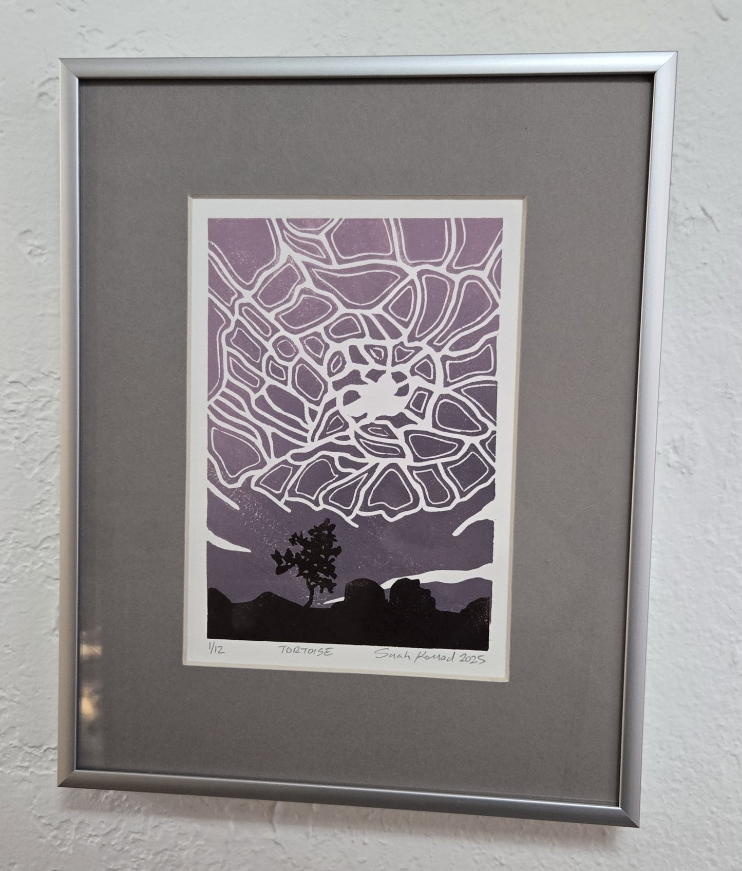 Framed Linocut Print- "Tortoise"