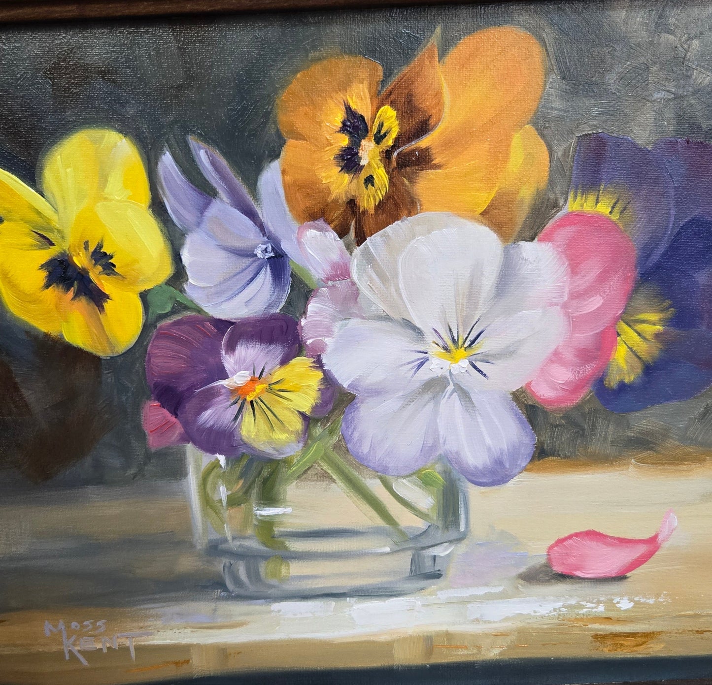 Original Framed Oil Painting- "Another Happy Bunch" Pansies