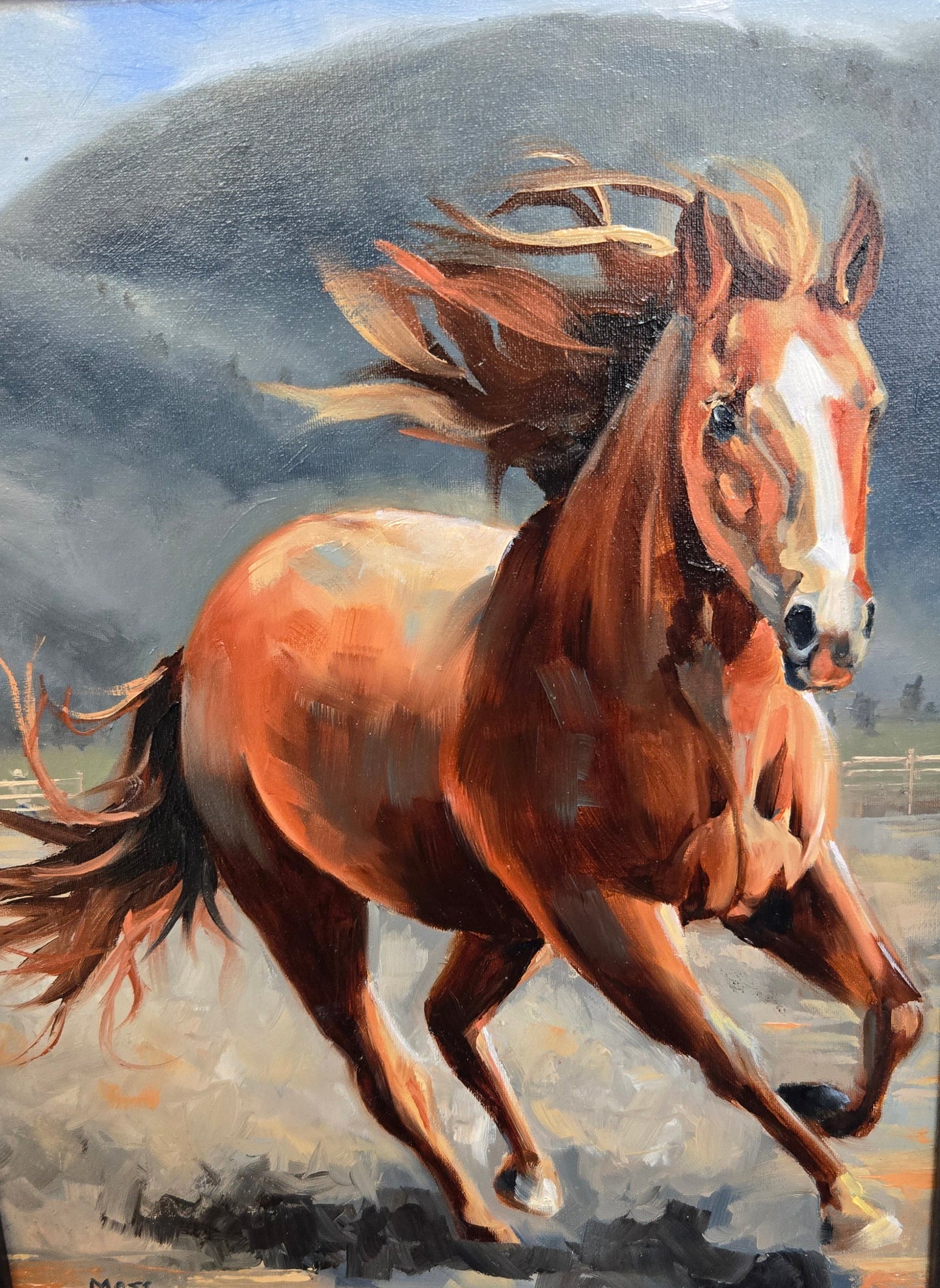 Original Framed Oil Painting- "Like the Wind" Horse