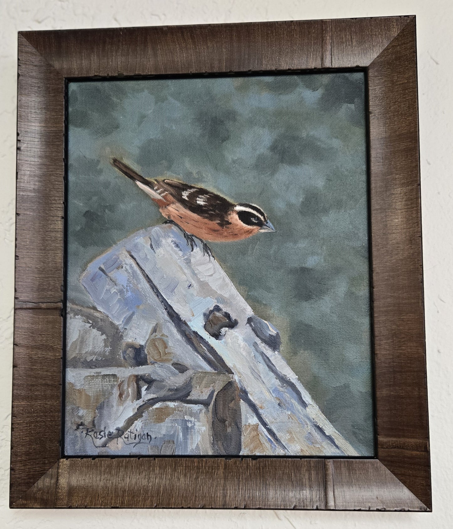 Original Oil Painting Framed- "Black Headed Grosbeak"