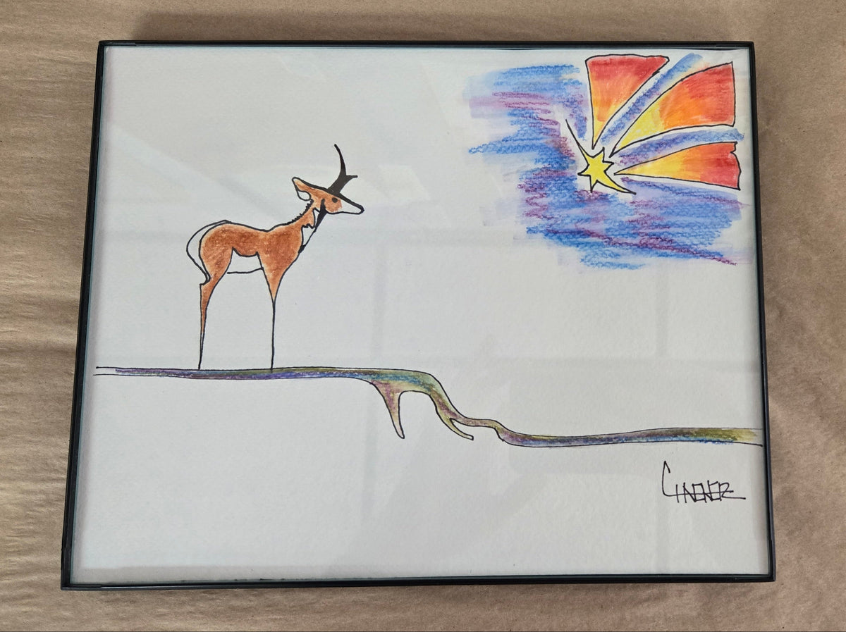 Framed Original Watercolor and Ink- "Lope and Shooting Star"