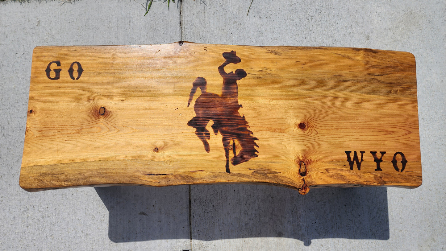 Wood Table - "Go Wyo" Bucking Bronc