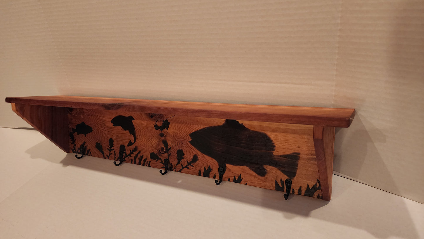 Coat Rack and Shelf - Fish Aquatic Scene
