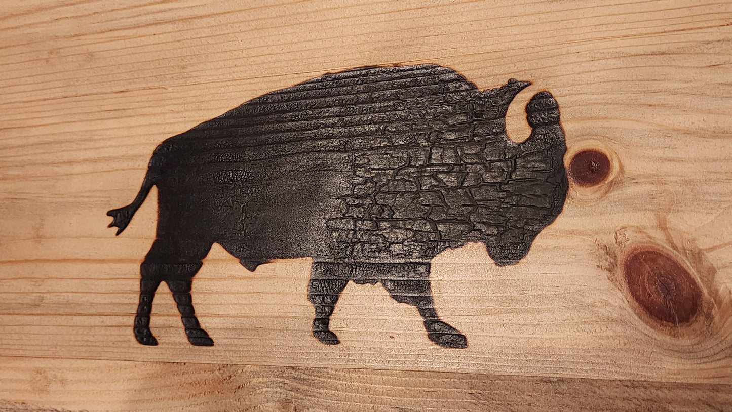 Wood Serving Tray and Coaster Set -Bison