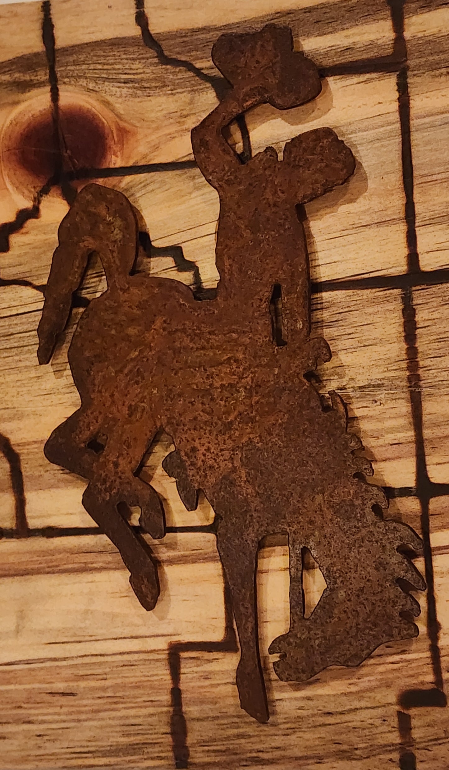 Wall Plaque- Wyoming Map with Bucking Bronc