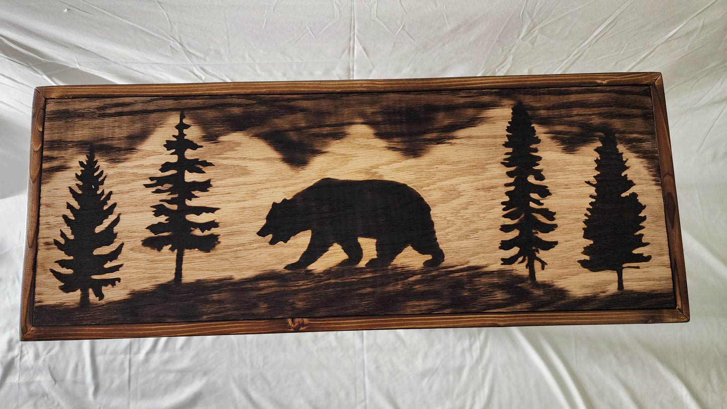" Bear " Wood Burned Wilderness Table