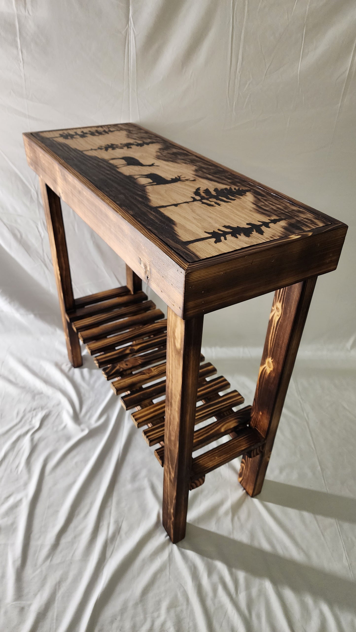 " Deer " Wood Burned Wilderness Table