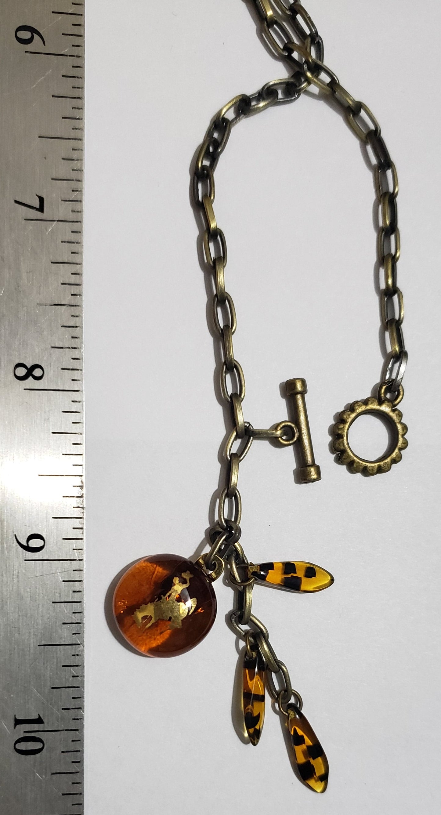 Necklace- Fused Amber Glass UWYO Cowboy Lariat