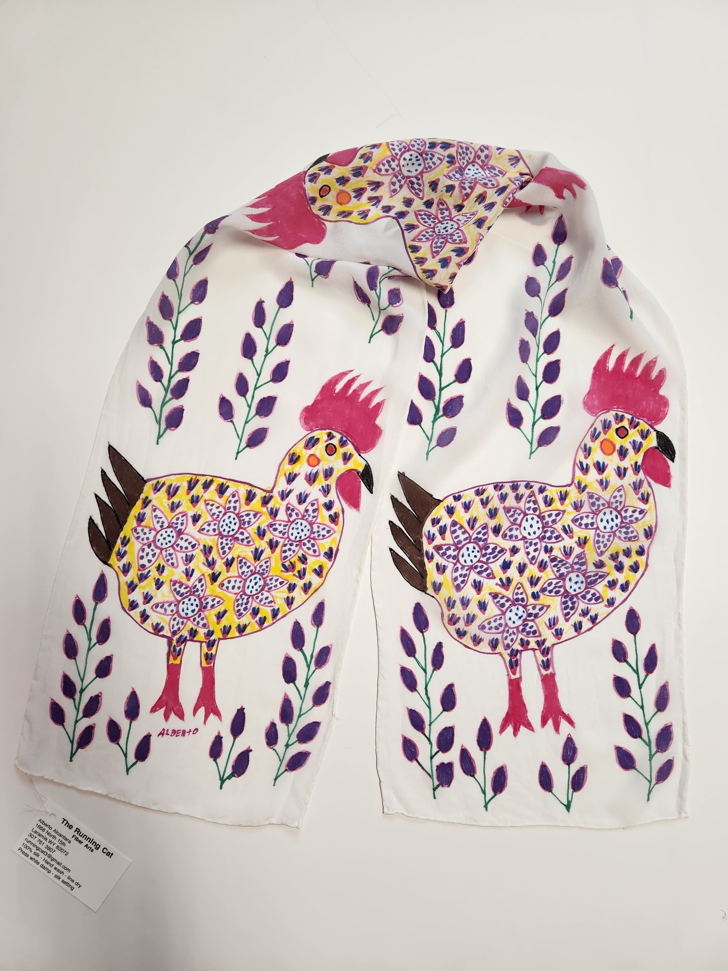 " Rooster" Silk Scarf