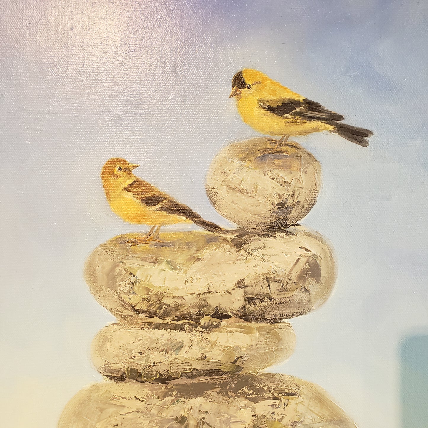 "Love At First Sight" Goldfinch Pair Original Oil Painting