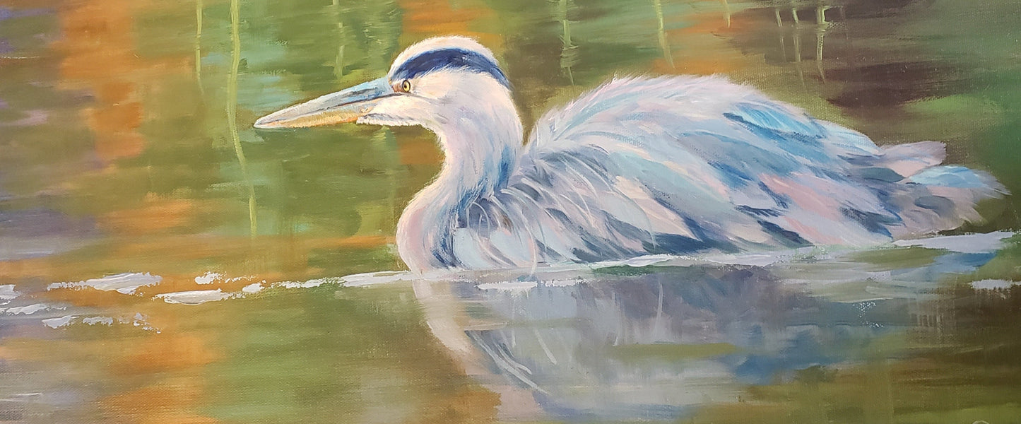 "Great Blue Heron Tribute II" Great Blue Heron Original Oil Painting