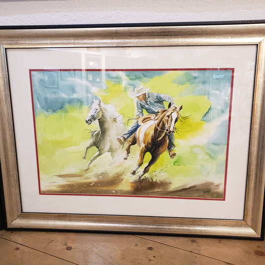 "Horse Riding" Original Watercolor Painting