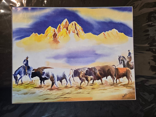 "The Orange Grand Teton" Watercolor Print