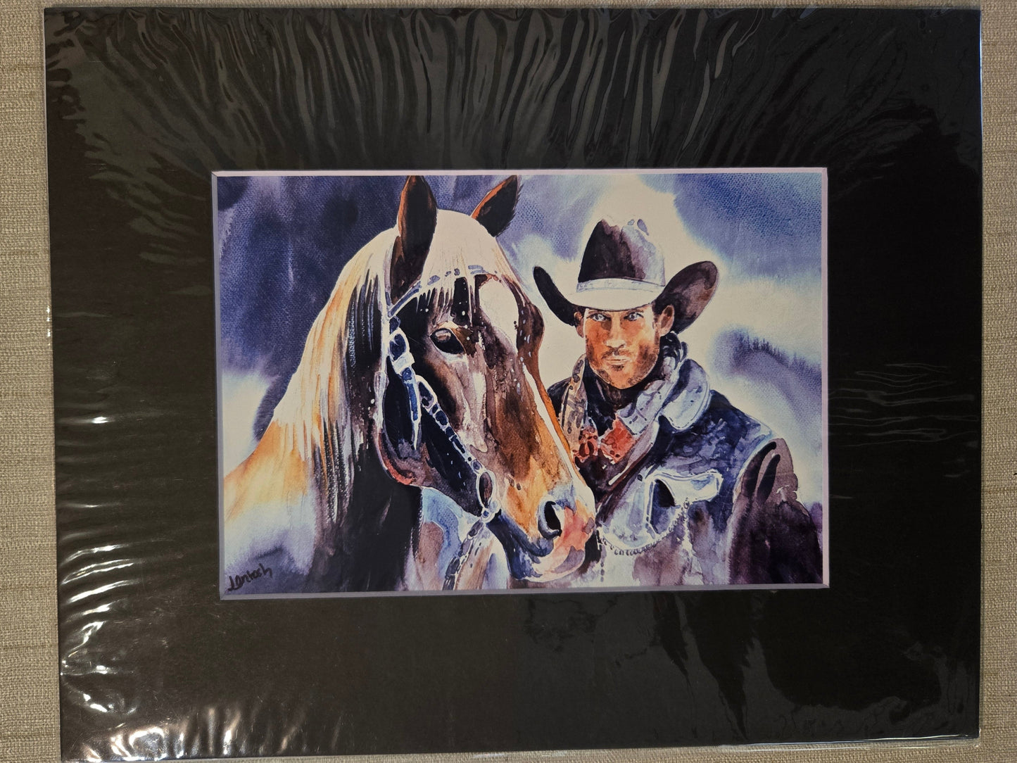 "Hunk-Cowboy" Watercolor Print 8x10