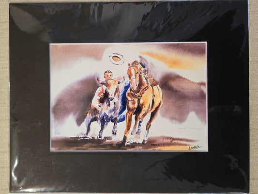 "Wrestling" Watercolor Print 8x10