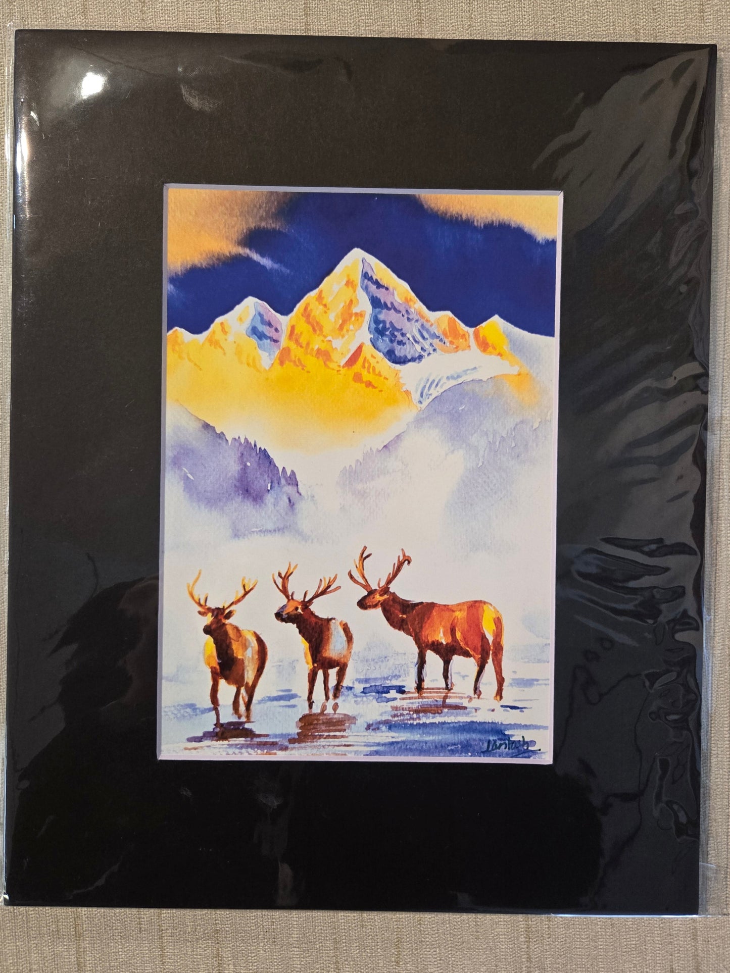 "Three Elk" Watercolor Print 8x10