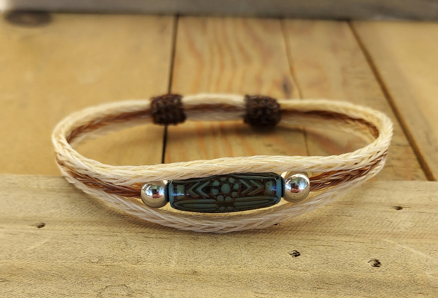 Hand Braided Horsehair Bracelet with Color Change Bead