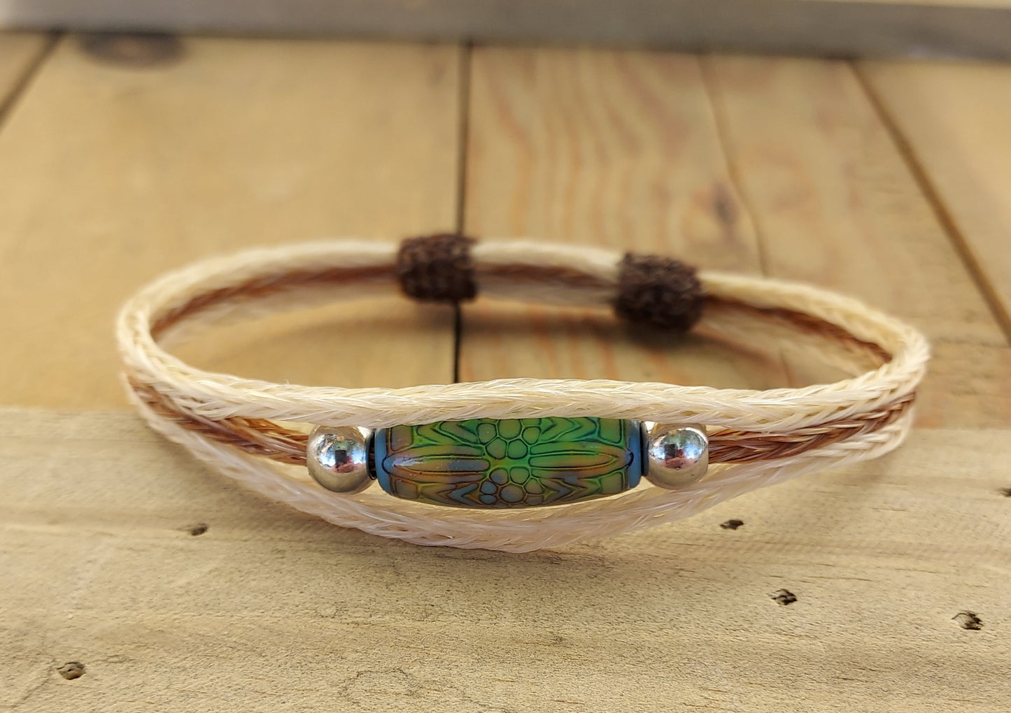 Hand Braided Horsehair Bracelet with Color Change Bead