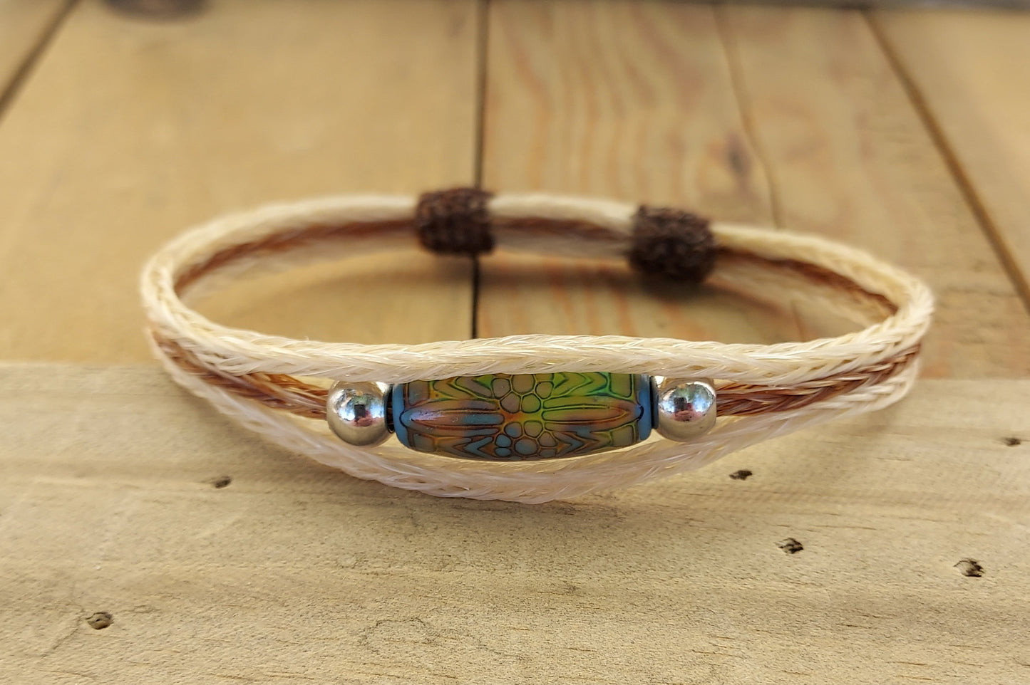 Hand Braided Horsehair Bracelet with Color Change Bead