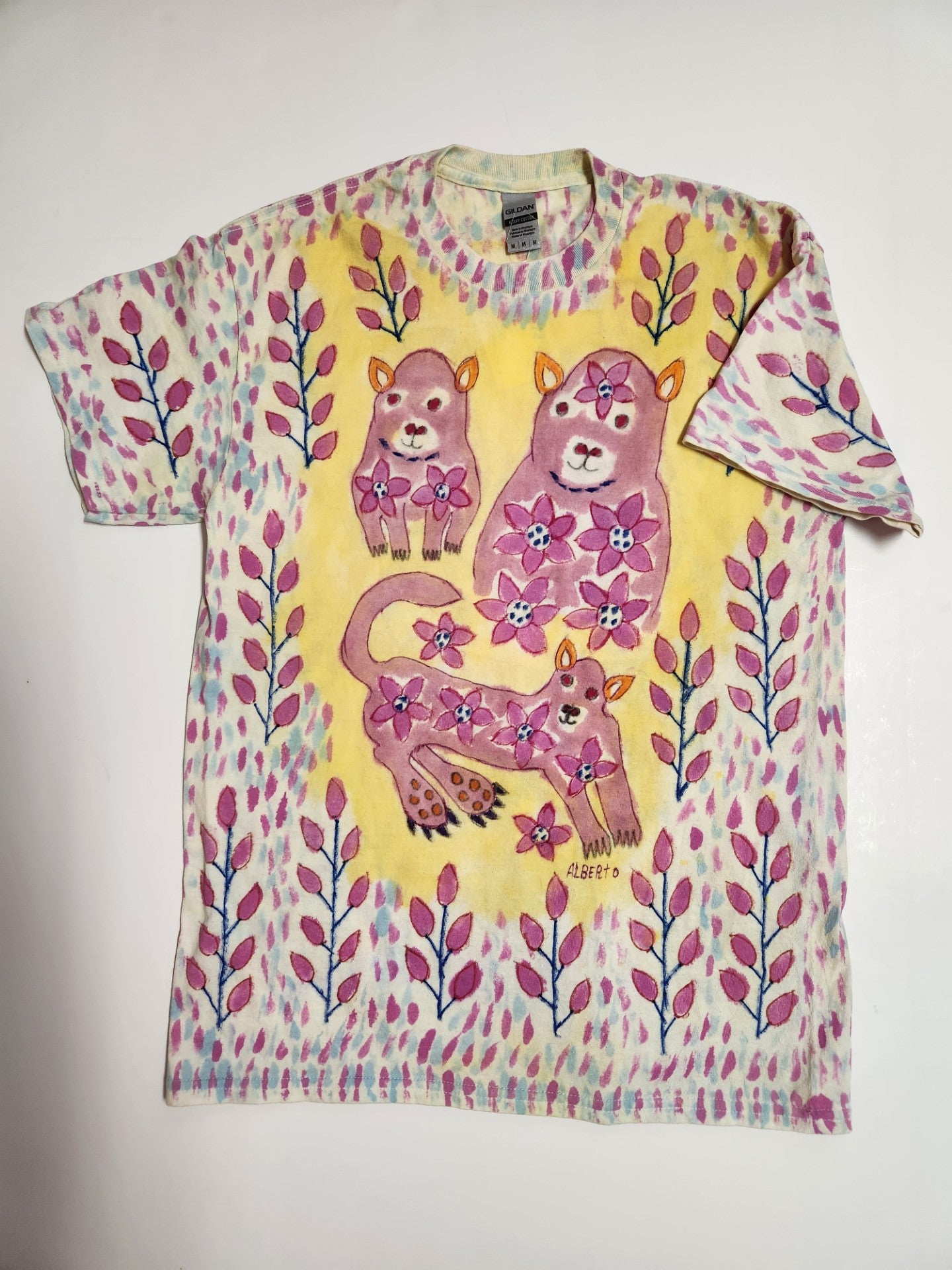 Original Fiber Art Tee Shirt Three Pumas Adult Medium