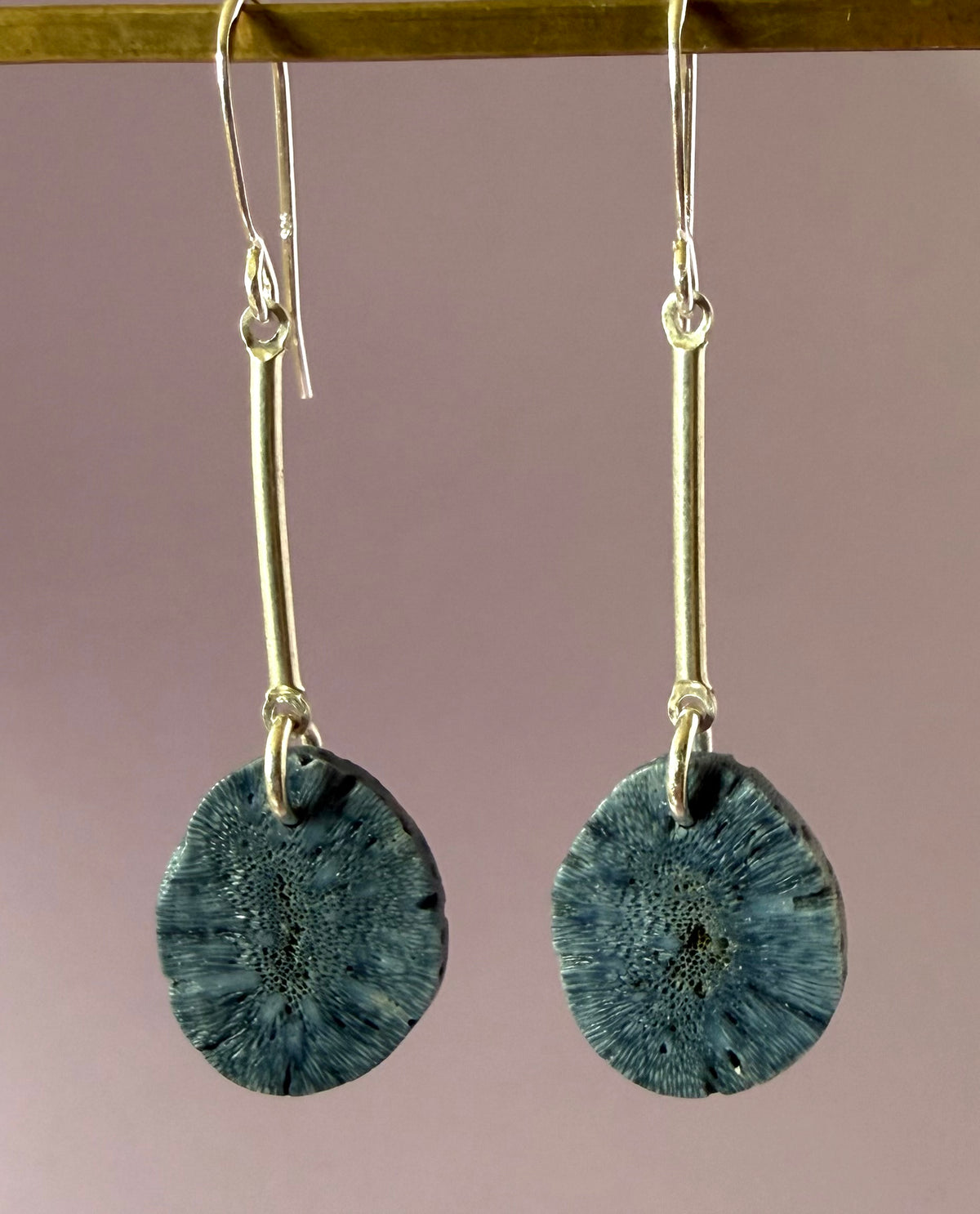 Earrings - Blue Coral Ovals