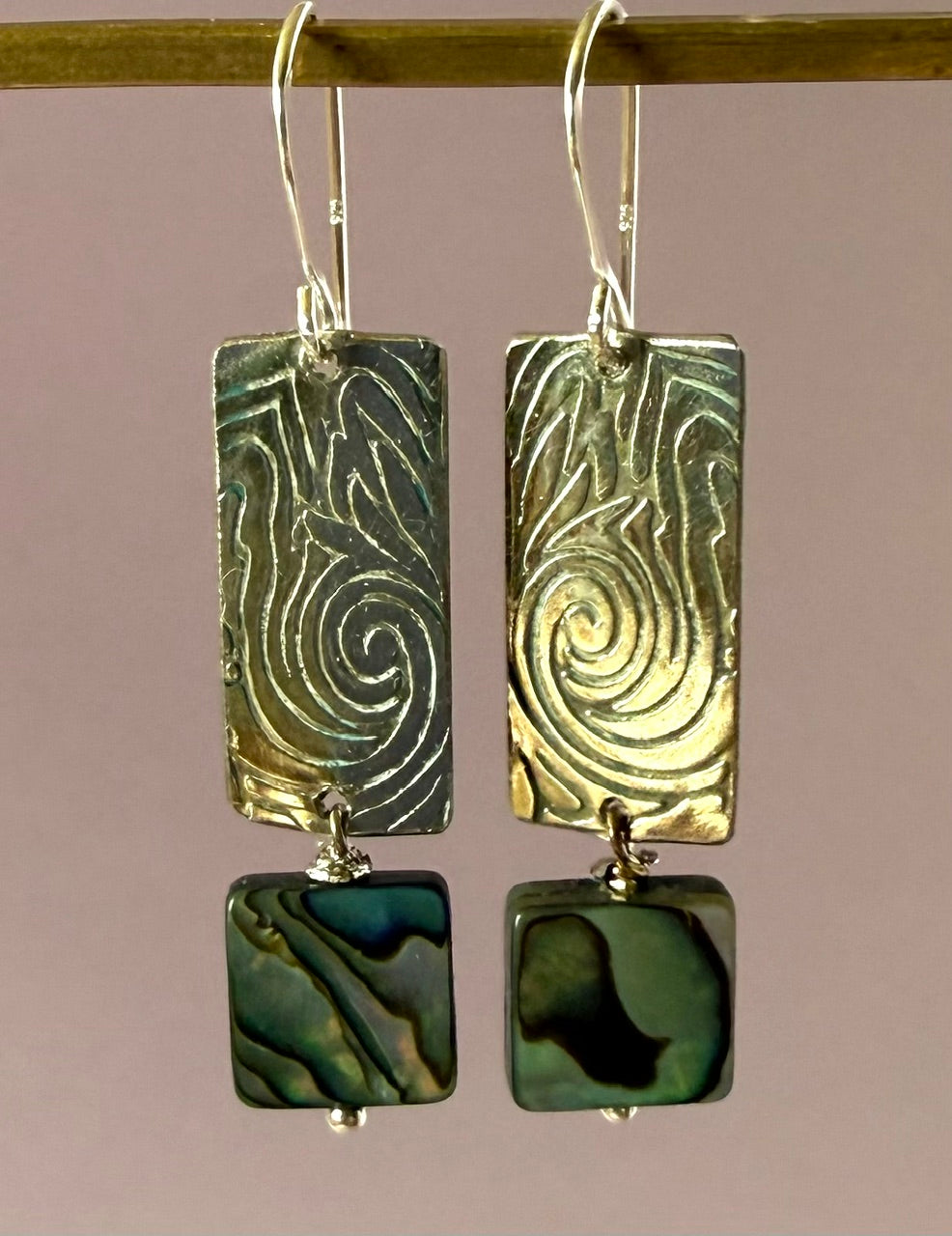 Earrings - Blue Paua Abalone Squares