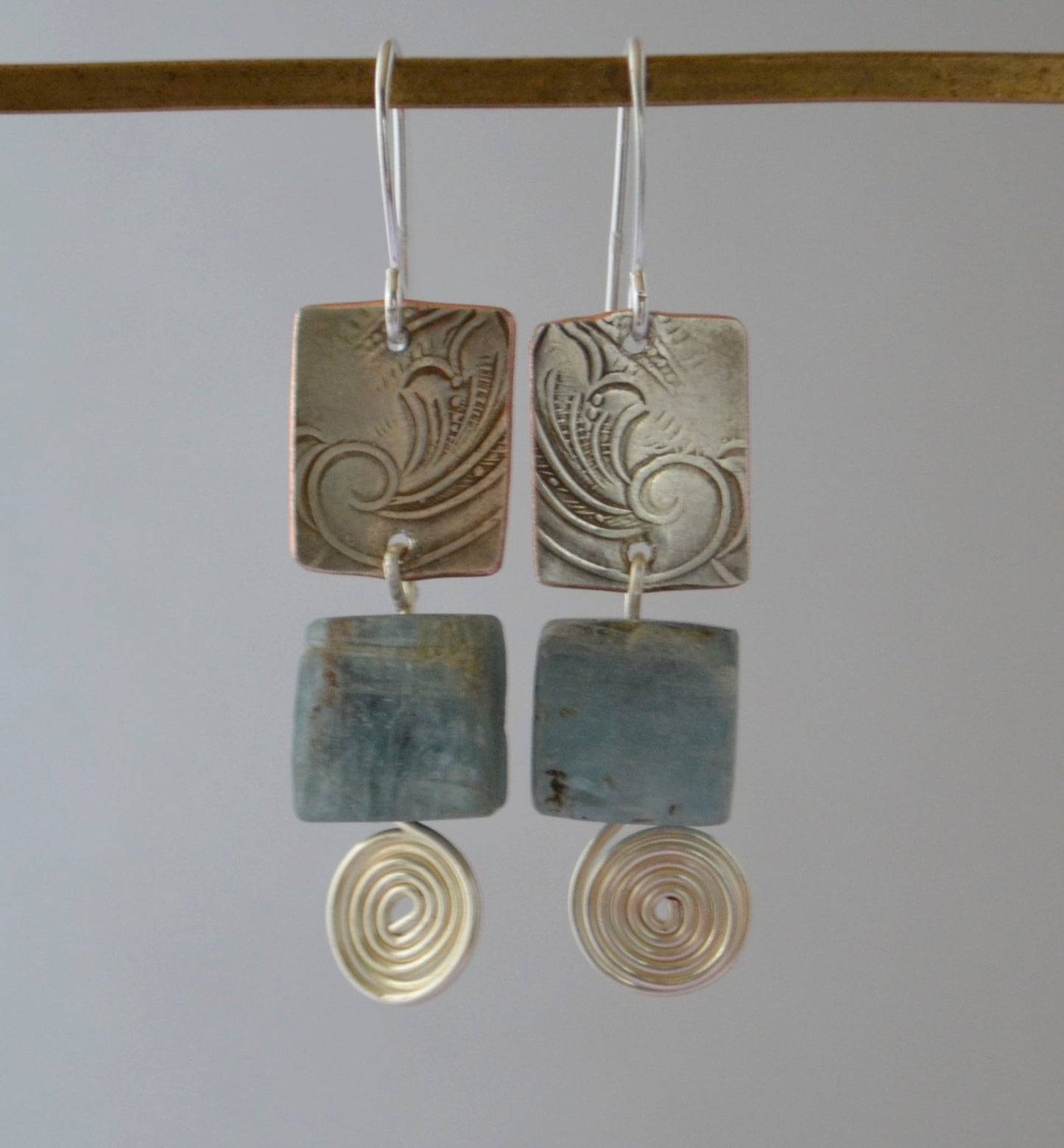 Earrings - Sage Kyanite With Silver