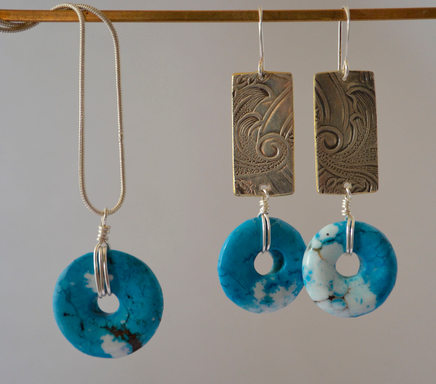 Turquoise Donut Bead on Silver