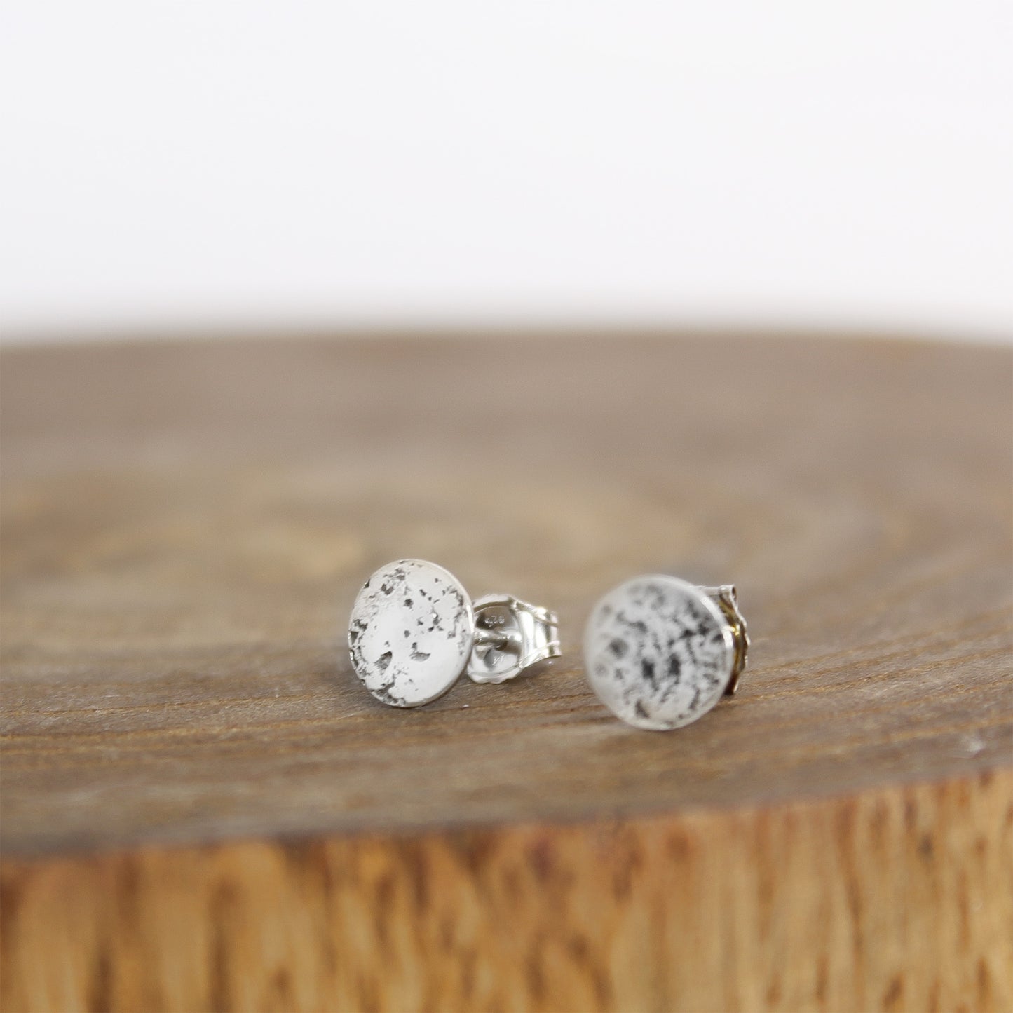 Silver Textured Stud Earrings