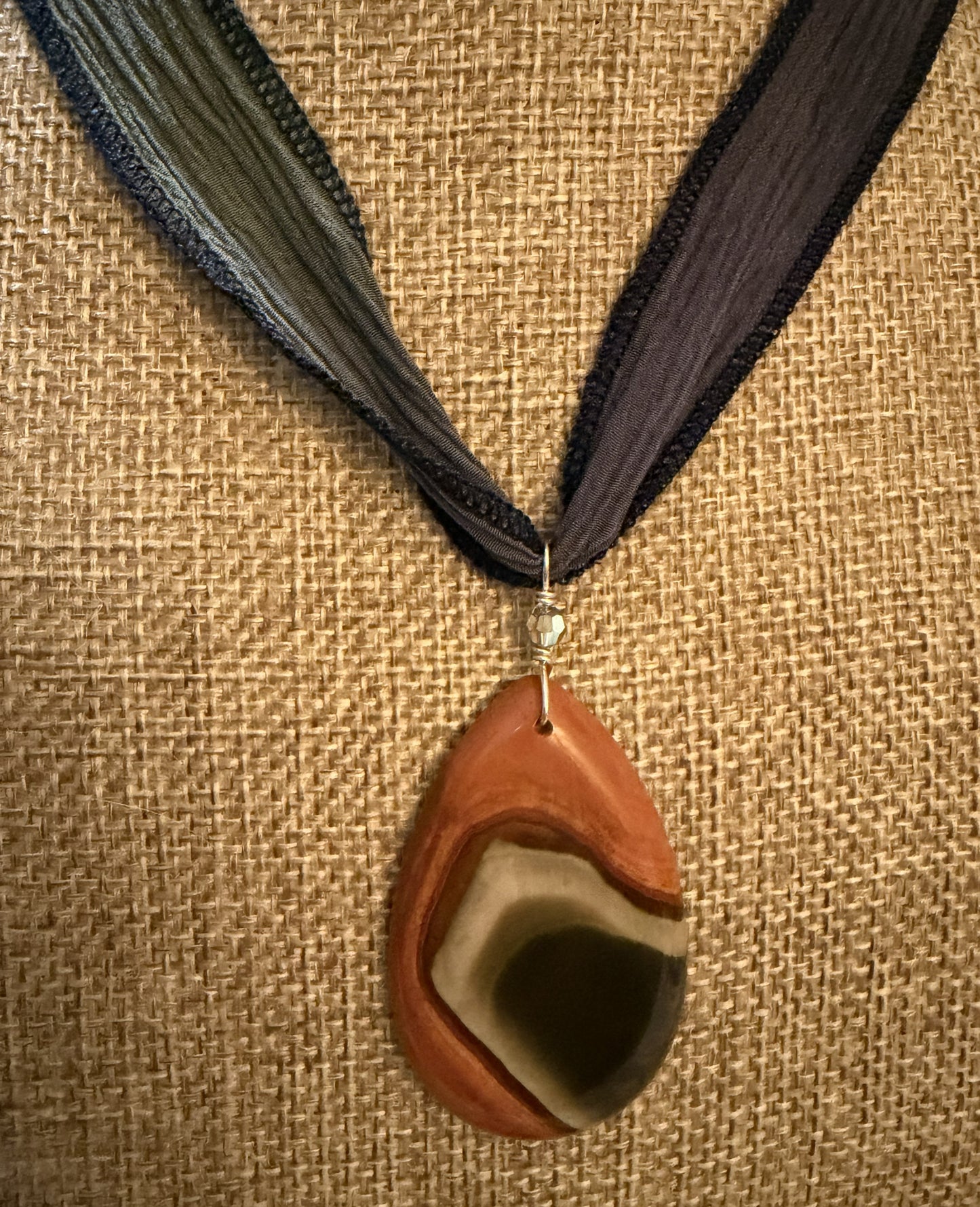 Silk Tie Necklace- Polychrome Jasper