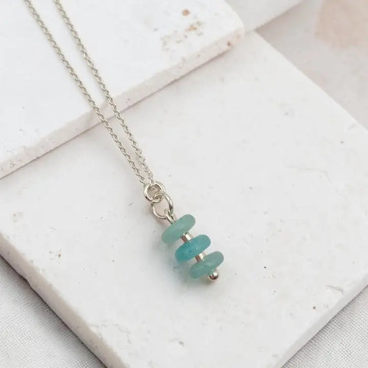 Necklace - Silver Chain and Amazonite Beads