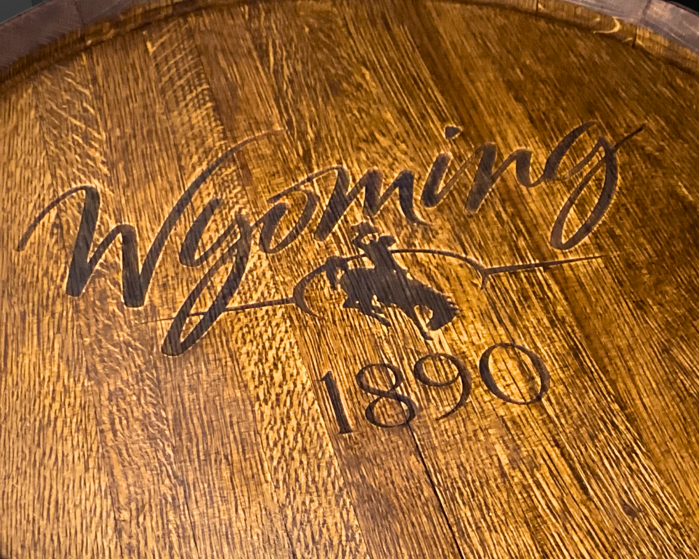 24" 1890 WYOMING COWBOY Wine Whistkey Barrel Top Lazy Susan with Double Metal Ring