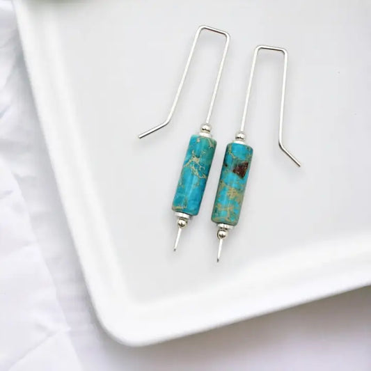Earrings- Silver and Turquoise Dangles