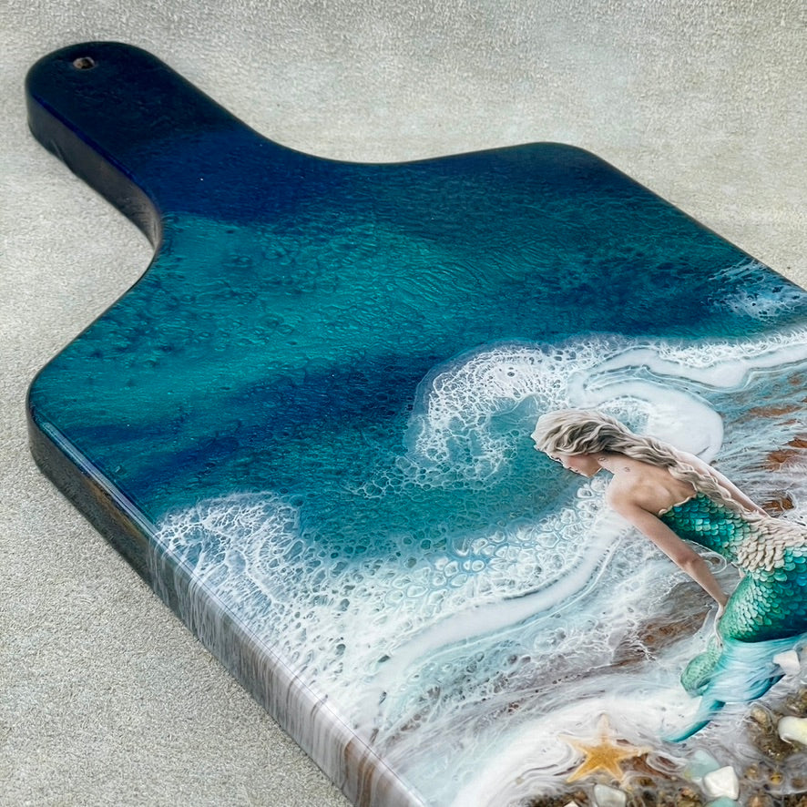 " Mermaid " Artisan Handmade Walnut Cheeseboard
