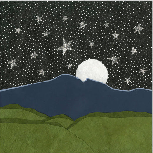 Paper Collage Print- "A Fuller Moonrise "
