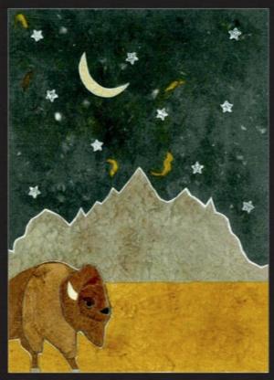 " Buffalo Stargazer " Paper Collage Art