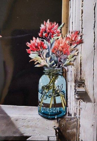 Art Print -Mason Jar W/ Indian Paintbrush