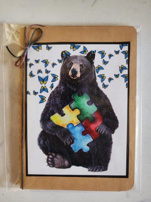 Pocket Notebook - Autism Awareness Bear and Butterflies