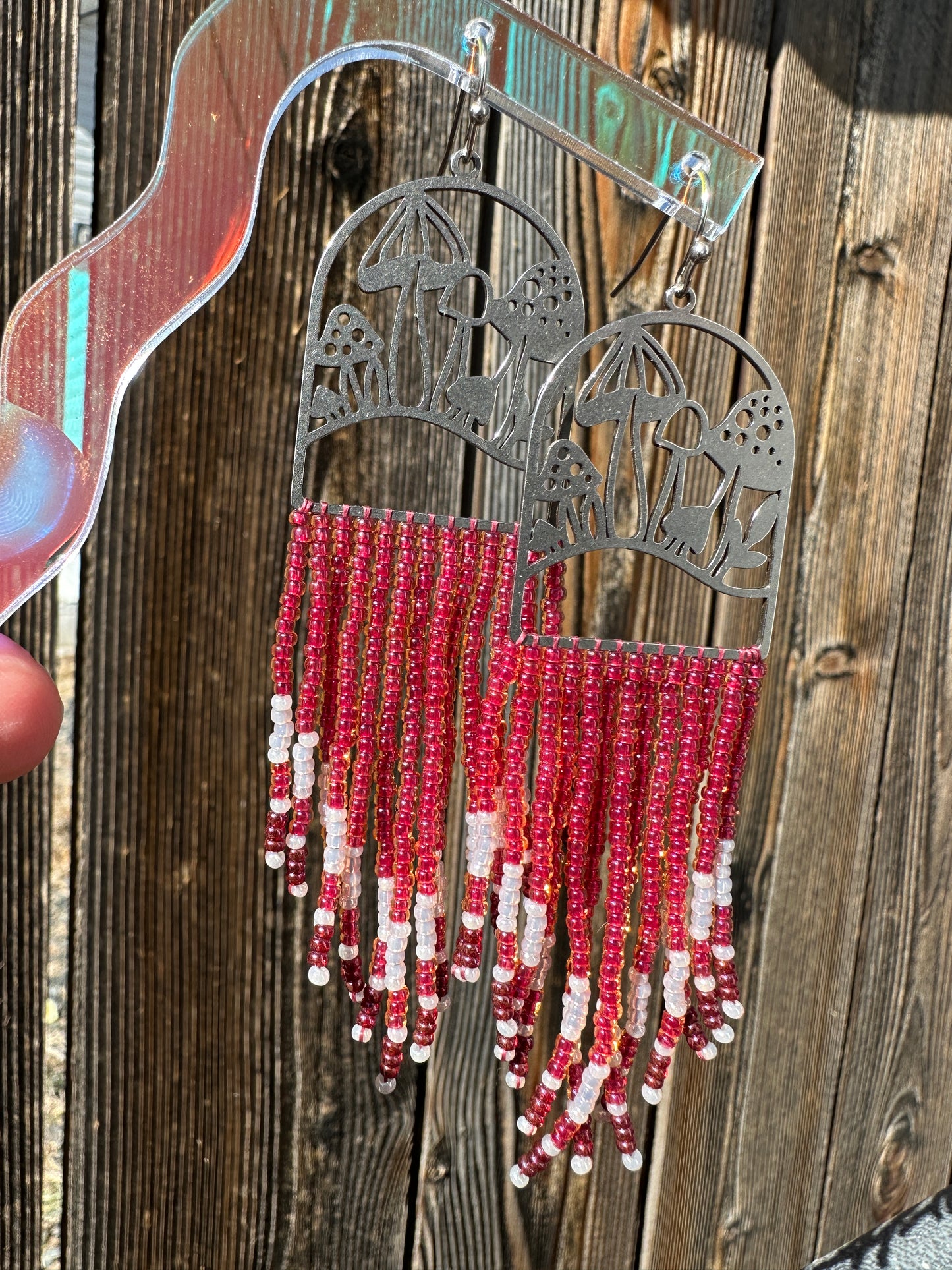 Fly Amanita Mushroom Beaded Earrings