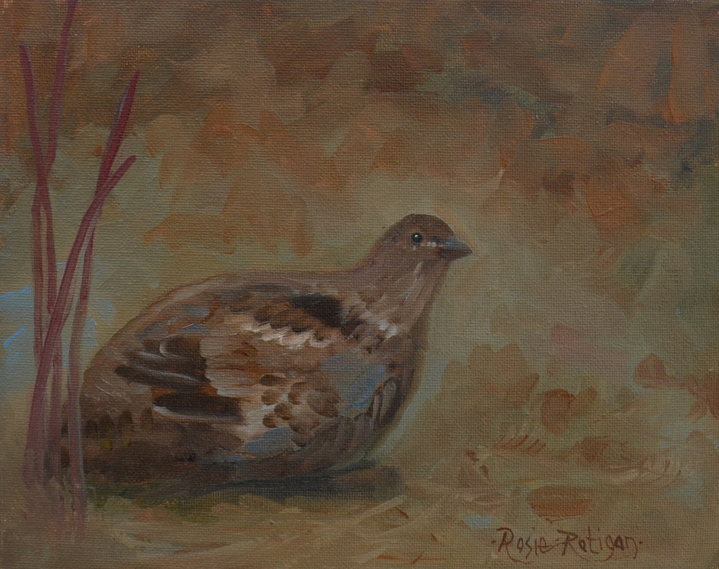 Original Oil Painting Framed- "Camouflaged" Grouse