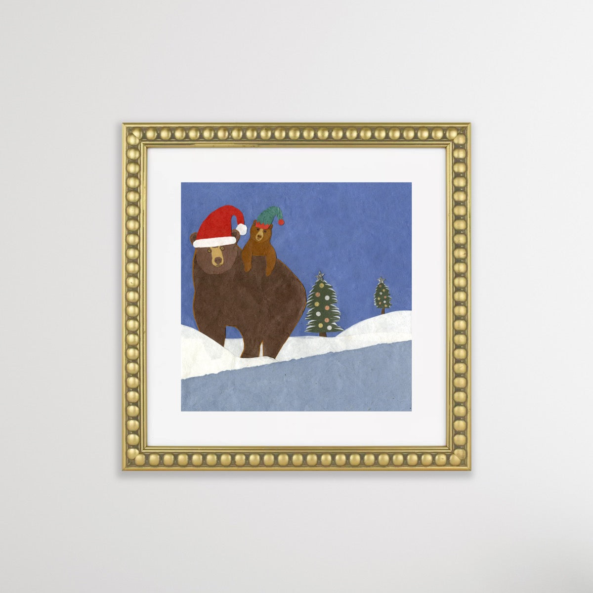 " Christmas Bears " Paper Collage Art