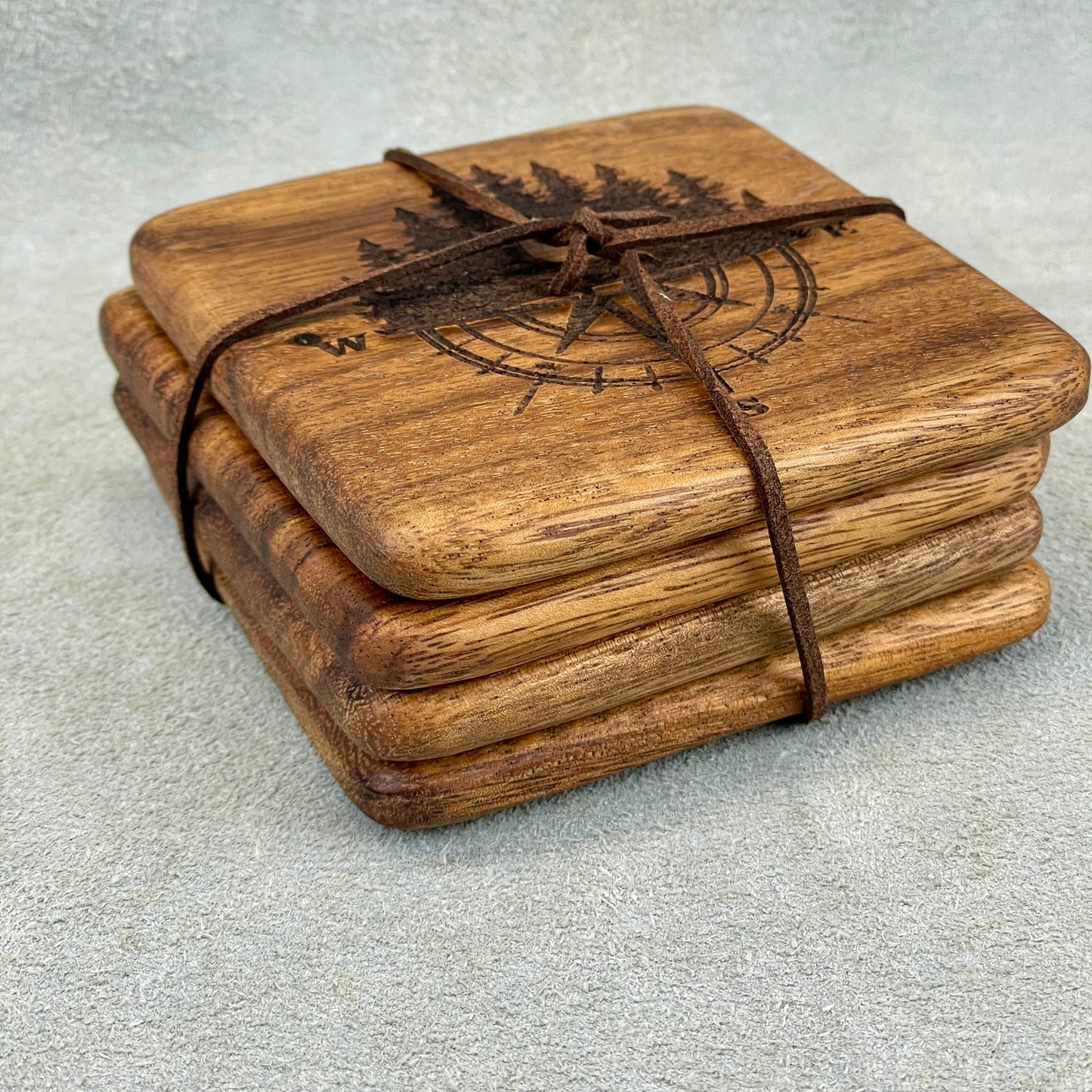 Engraved Wooden Coasters " Deer " Set of 4