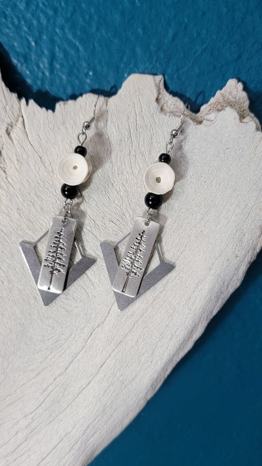 Etched Tree Design with Fish Bone Earrings