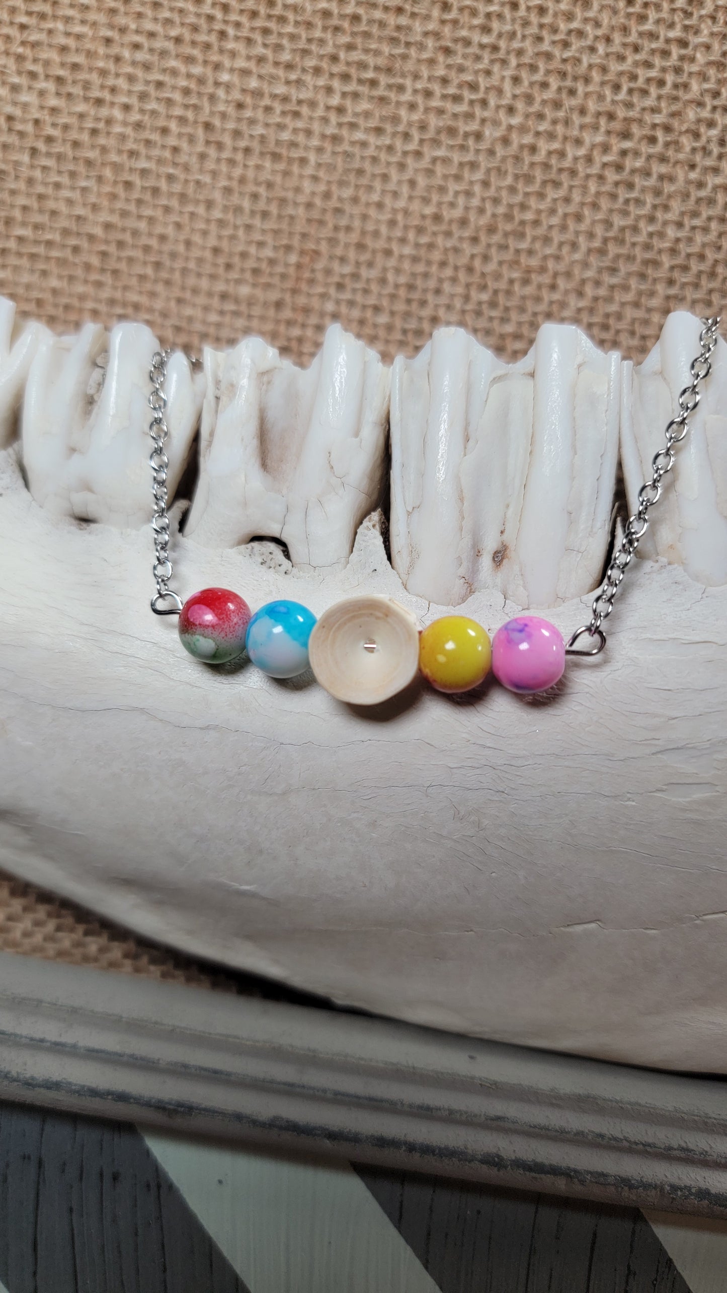 " Fish Bone with Multi-Colored Beads " Bracelet