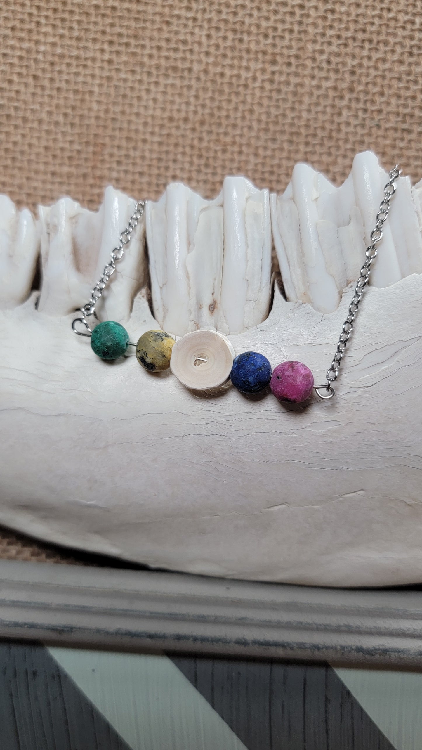 " Fish Bone with Multi-Colored Marbled Beads " Bracelet