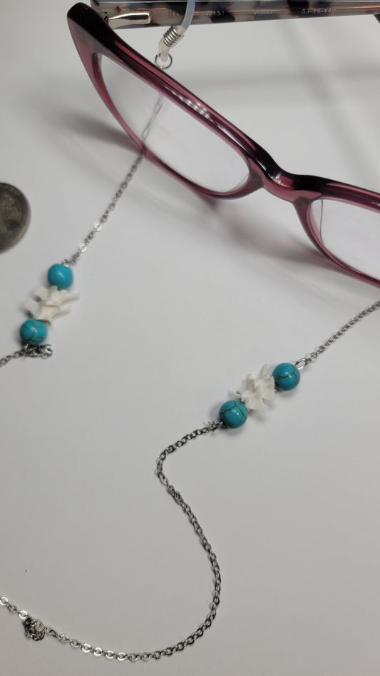 Eye Glasses Chain- Rattlesnake Vertebrae W/ Turquoise beads