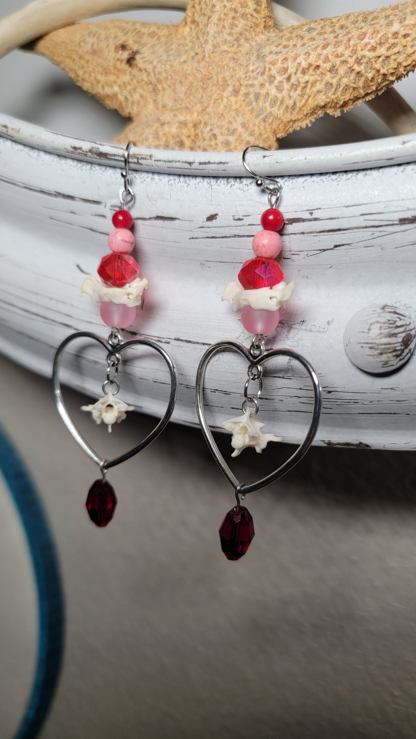 Rattlesnake and Muskrat Atlas Heart Earrings